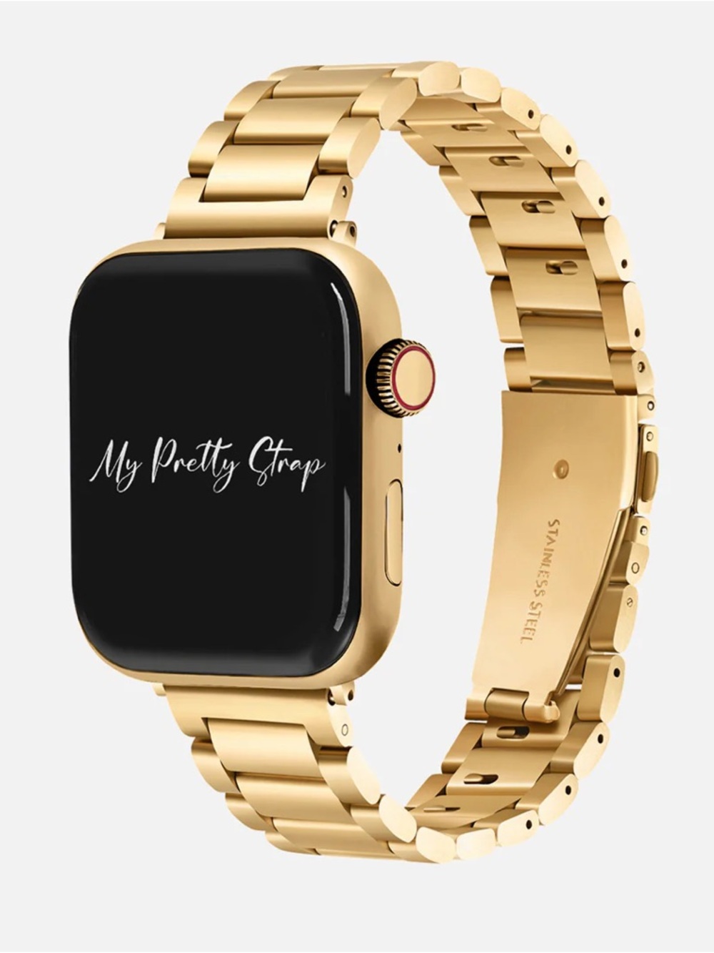 Gold Stainless Steel Smartwatch Band - Polished Gold Link Bracelet
